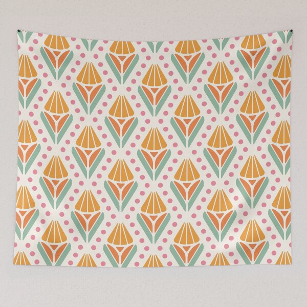 Item preview, KF 0047 F - Retro Vintage Tulip Flower Minimalist 70s Modern Geometric Floral Pattern designed and sold by KhakiFinch.