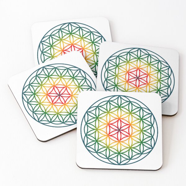 Item preview, Flower of life chakra colour design white backdrop designed and sold by GeoffBeattie.
