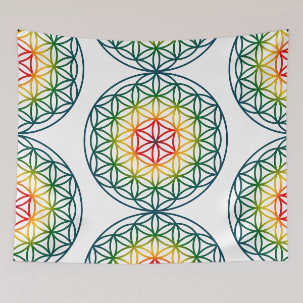 Item preview, Flower of life chakra colour design white backdrop designed and sold by GeoffBeattie.