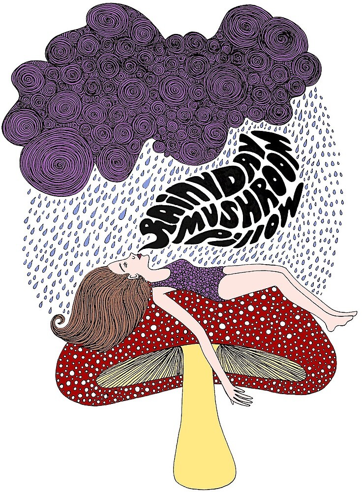 Strawberry Alarm Clock Rainy Day Mushrooms Pillow By Mariela
