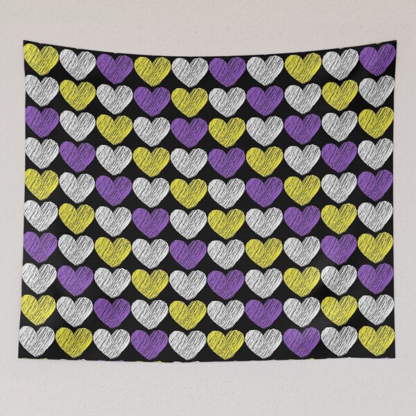 Item preview, Subtle Nonbinary Flag Hearts Pattern designed and sold by ontrendshirts.