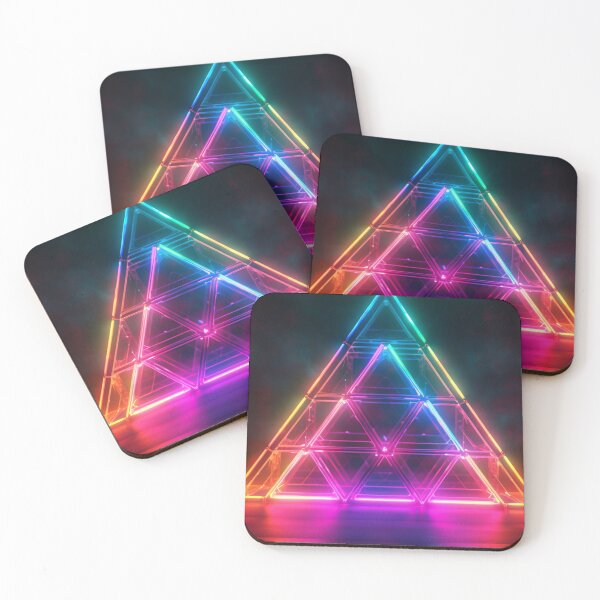 Item preview, Neon Triangle Illumination: A Hypnotic Fusion of Colorful 3D Patterns in a Luminous Mosaic designed and sold by Visual Foundry.