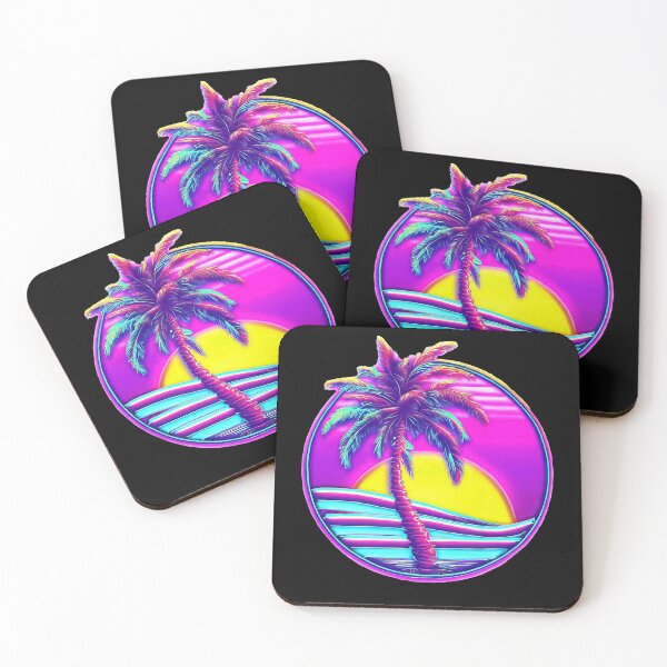 Item preview, 80's retro pink vaporwave palm beach sunset designed and sold by TomFrontierArt.