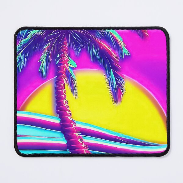 Item preview, 80's retro pink vaporwave palm beach sunset designed and sold by TomFrontierArt.