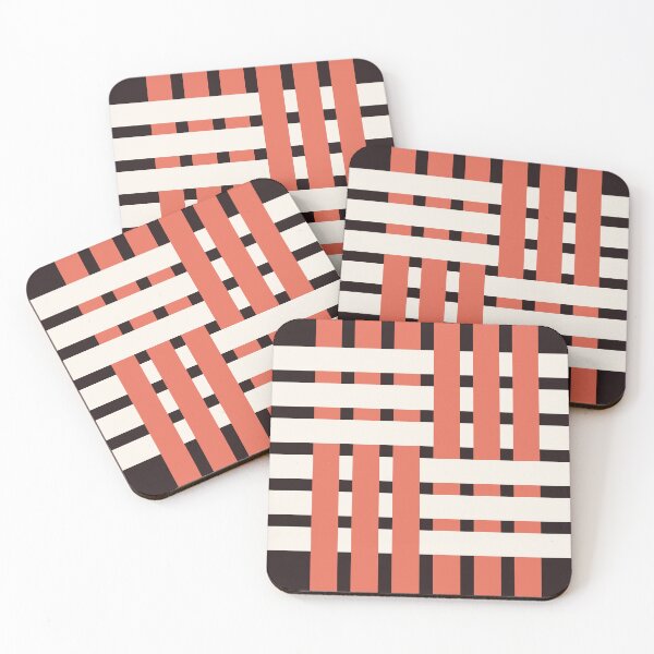 Item preview, Fabric Weave Design - Matt Weave Regular Pattern - Black and Salmon designed and sold by DesignCentrum.