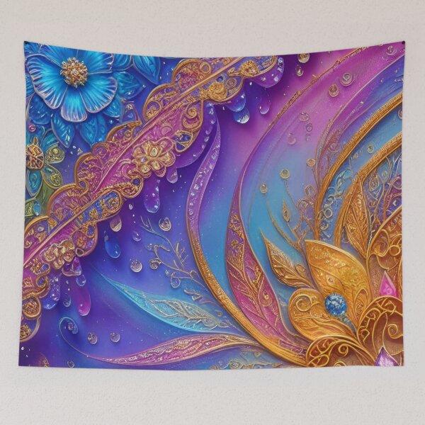 Item preview, Pink and Blue Floral Lace designed and sold by KirstenStar.
