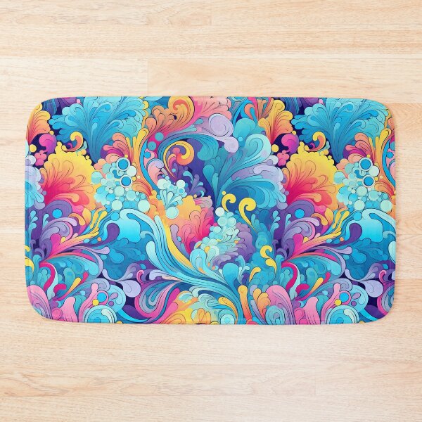 Item preview, Bright Seasons 6, colorful rainbow waves like feathers, flowing, mixing together, overlapping, sky blue, purple, yellow, orange, summer and nature. designed and sold by FoxRobinRabbit.