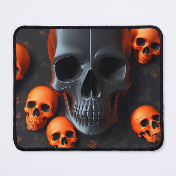 Item preview, Black and Orange skulls on a dark background designed and sold by Rothnaric.