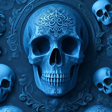 Imagen de la obra Blue Skulls with intricately detailed background de Rothnaric