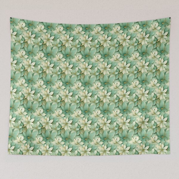Item preview, Elegant Gilded Aqua Floral Leaf Print designed and sold by PaperieJennifer.