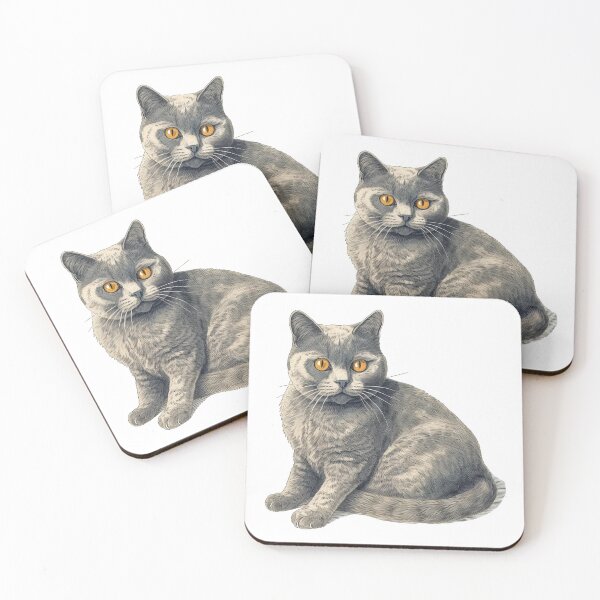 Item preview, Vintage Chartreux Cat Breed Print - Handmade Retro Wall Art & Decor designed and sold by DooodleGod.