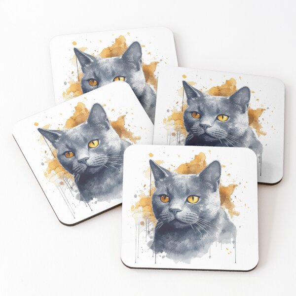 Item preview, WhiskerWatercolor Chartreux Cat Breed Art - Realistic Watercolor Painting & Apparel designed and sold by DooodleGod.