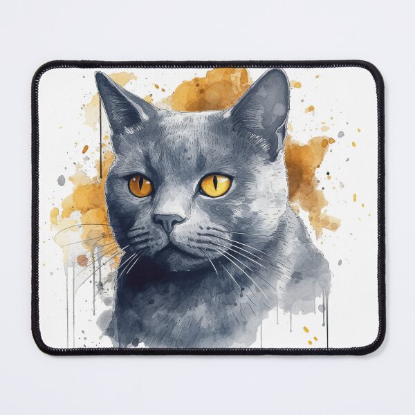 Item preview, WhiskerWatercolor Chartreux Cat Breed Art - Realistic Watercolor Painting & Apparel designed and sold by DooodleGod.
