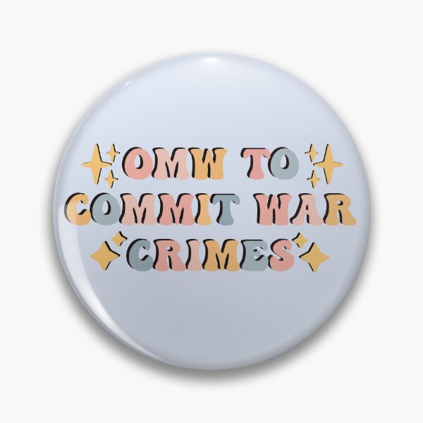 Item preview, omw to commit war crimes bumper sticker funny meme sparke groovy 70s font boho pastel designed and sold by Jade Glazsher.