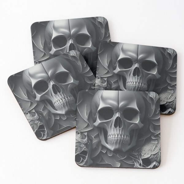 Item preview, Gothic skull pattern with shades of platinum and black designed and sold by Rothnaric.