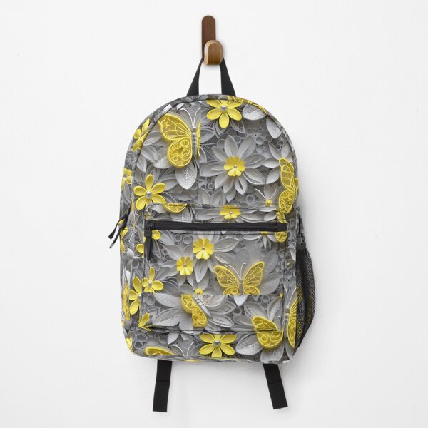 Item preview, yellow butterfly pattern with flowers Large Version designed and sold by MiracleROLArt.