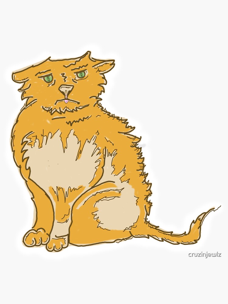 Thumbnail 3 of 3, Sticker, Temperamental Tom ginger funny & cute cat designed and sold by cruzinjewlz.