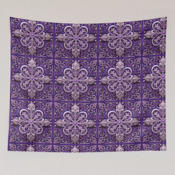 Item preview, Purple and Silver Filigree Pattern Large Version designed and sold by MiracleROLArt.