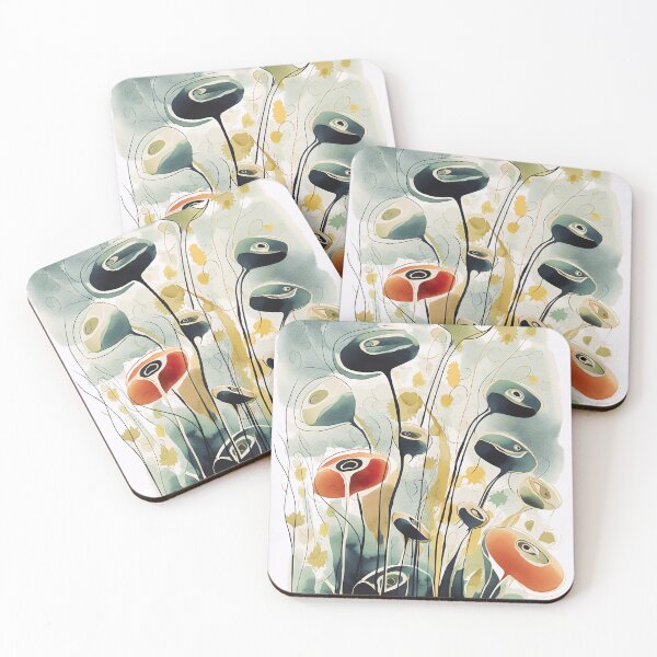 Item preview, Abstract art poppies print designed and sold by kusamono-art.