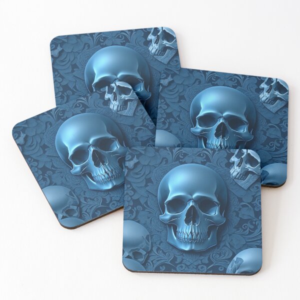 Item preview, Blue metallic Skulls pattern designed and sold by Rothnaric.
