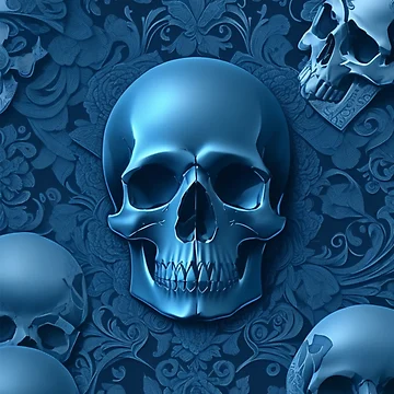 Aperçu de l'œuvre Blue metallic Skulls pattern de Rothnaric