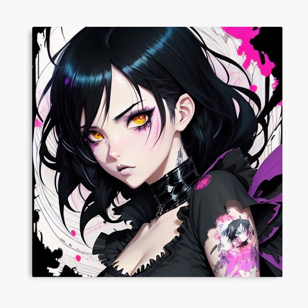 Goth Anime Girl Cute Kawaii Dark Woman Adorable Black Pastel Colors 