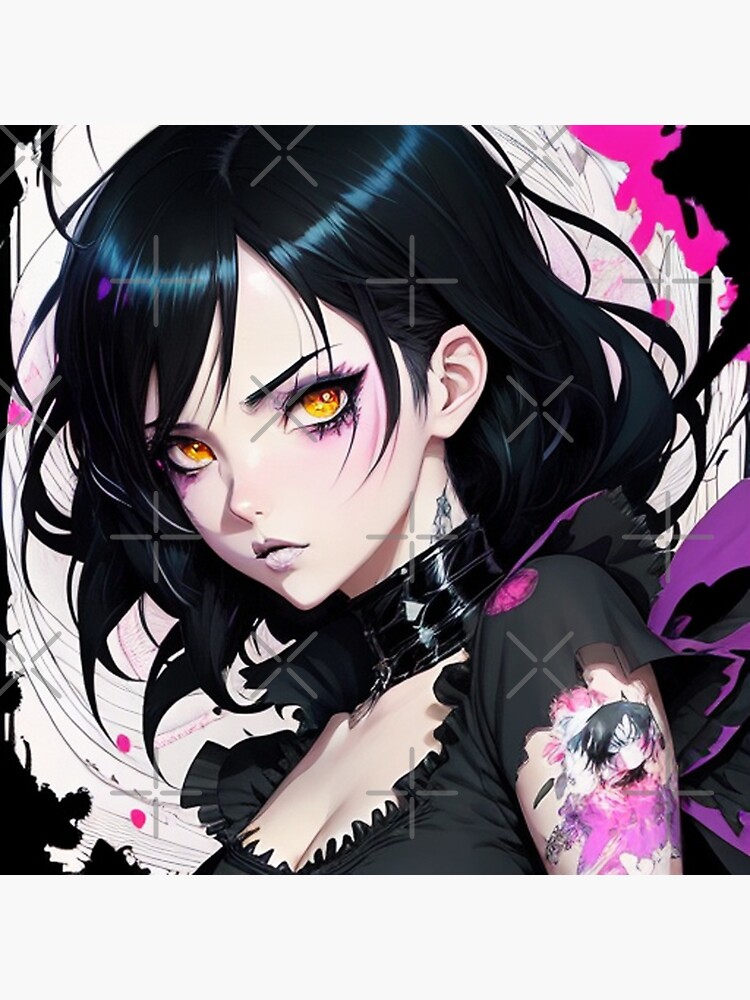 Goth Anime Girl Cute Kawaii Dark Woman Adorable Black Pastel Colors |  Sticker