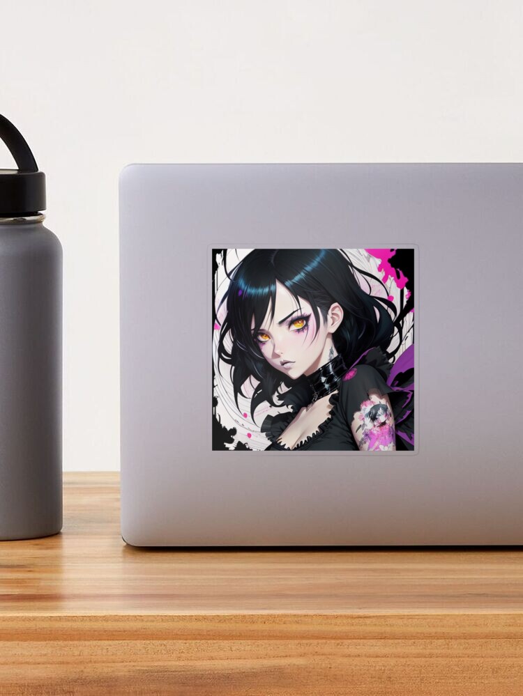 Goth Anime Girl Cute Kawaii Dark Woman Adorable Black Pastel Colors   Sticker for Sale by shypixels
