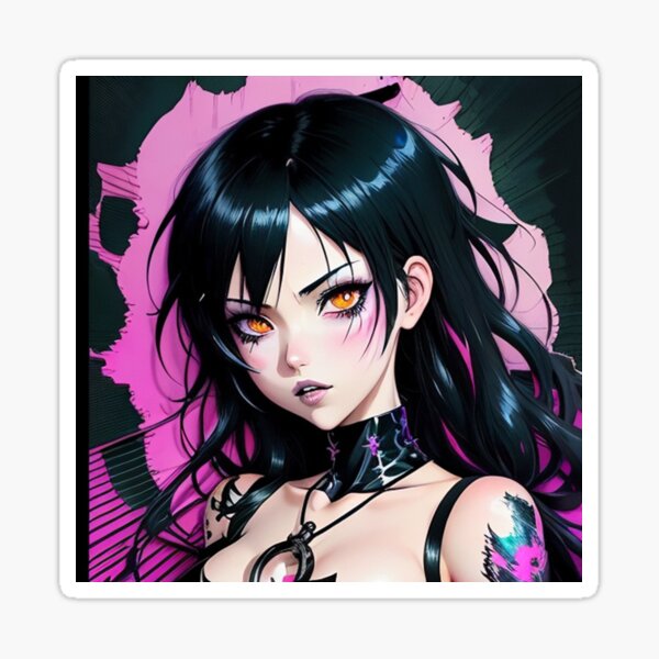 Goth Anime Girl Cute Kawaii Dark Woman Adorable Black Pastel Colors   Sticker for Sale by shypixels