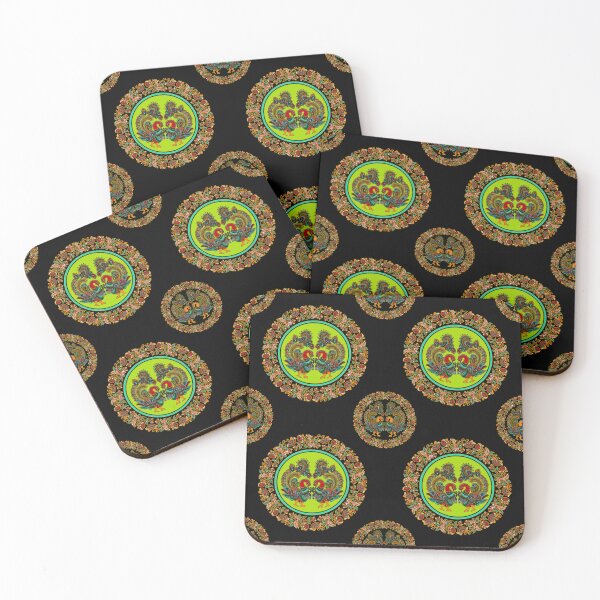 Item preview, Elegant Kalamkari Dancing Peacock Folk Art Pattern - NOIRE designed and sold by Art-PraveenRai.