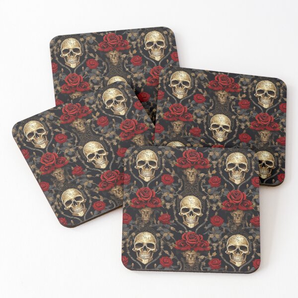 Item preview, Golden skulls and roses - Beautiful Gothic design designed and sold by DarkDesign69.