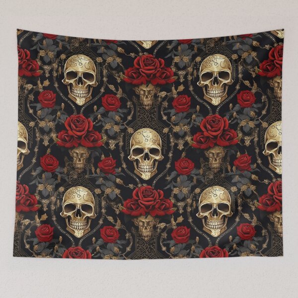 Item preview, Golden skulls and roses - Beautiful Gothic design designed and sold by DarkDesign69.