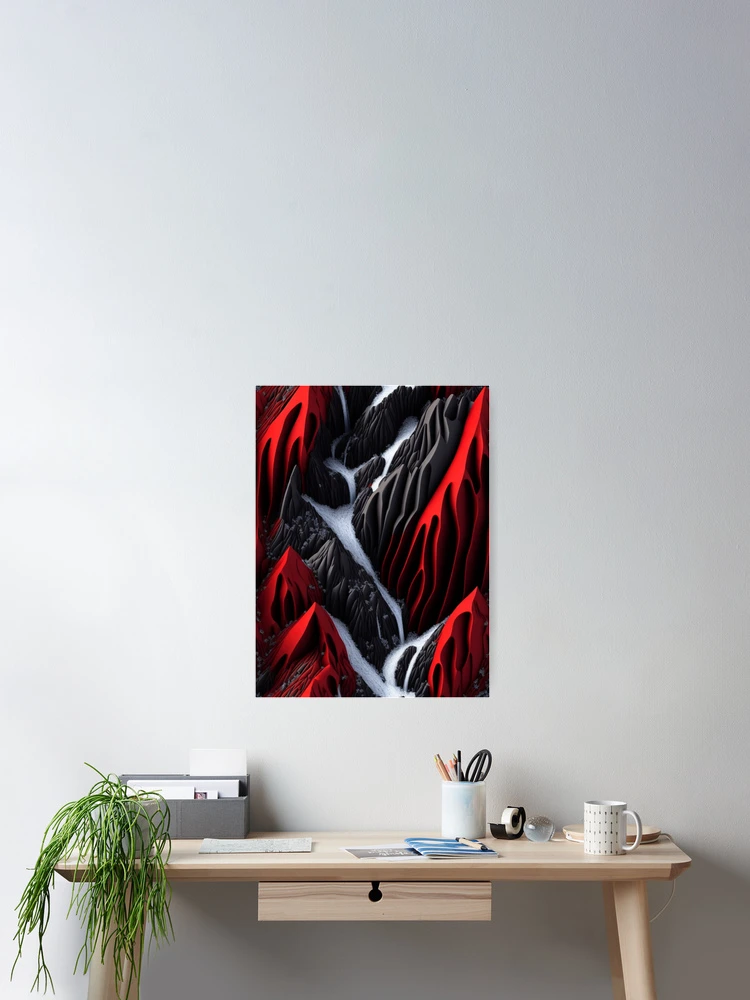 Aperçu 2 sur 3. Poster avec l'œuvre Modern design, a mountain range with a waterfall créée et vendue par Rothnaric.