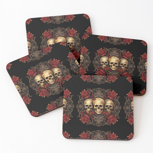 Item preview, Gothic Elegance of Golden Skulls and Victorian Florals - Beautiful Gothic design designed and sold by DarkDesign69.
