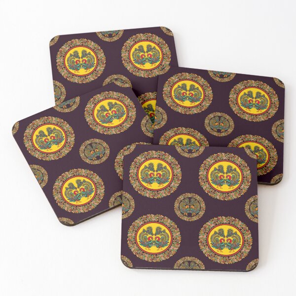 Item preview, Elegant Kalamkari Dancing Peacock Folk Art Pattern  - VIOLETTE designed and sold by Art-PraveenRai.