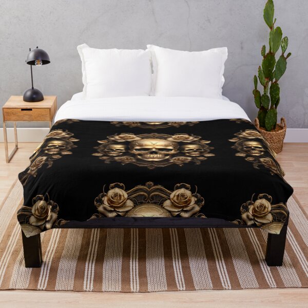 Item preview, The Allure of Golden Skulls and Roses - Luxuriouse Gothic design designed and sold by DarkDesign69.