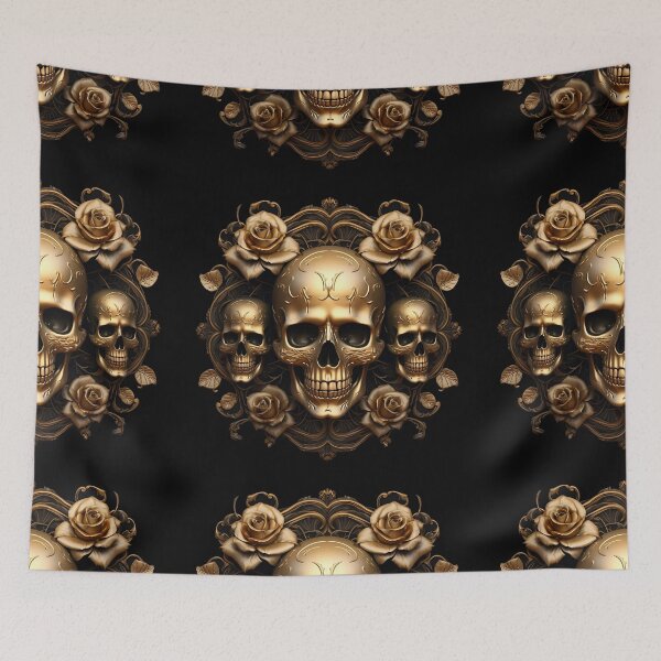 Item preview, The Allure of Golden Skulls and Roses - Luxuriouse Gothic design designed and sold by DarkDesign69.