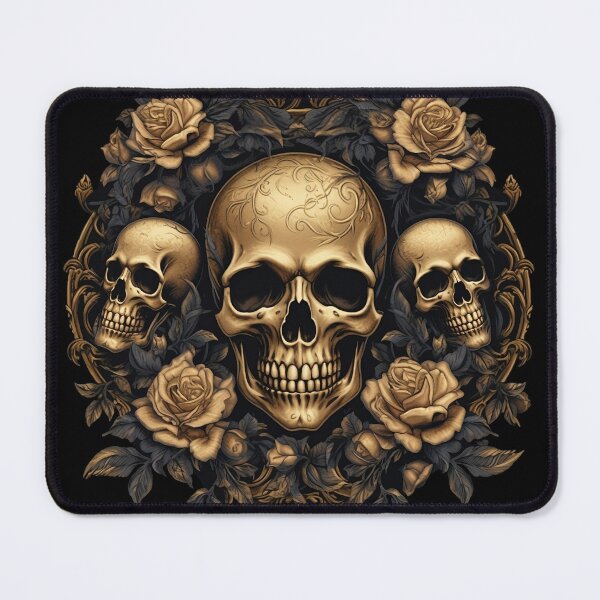 Item preview, Golden Skulls and Roses - Luxuriouse Gothic art designed and sold by DarkDesign69.
