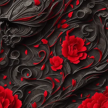 Imagen de la obra Gothic flowers red and black pattern de Rothnaric