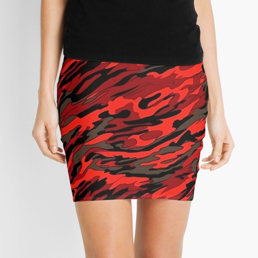 Red Tiger Stripe Camo Mini Skirt