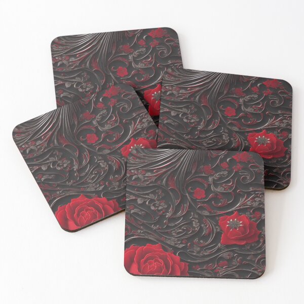 Aperçu de l'œuvre Chinese flowers red and black pattern créée et vendue par Rothnaric.