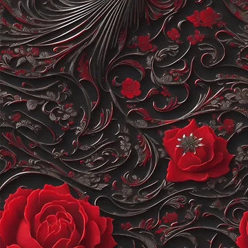 Imagen de la obra Chinese flowers red and black pattern de Rothnaric