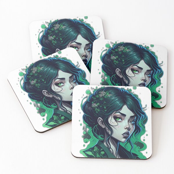 Item preview, Enchanting Green-haired Woman: Captivating Digital Painting designed and sold by Motumbox.