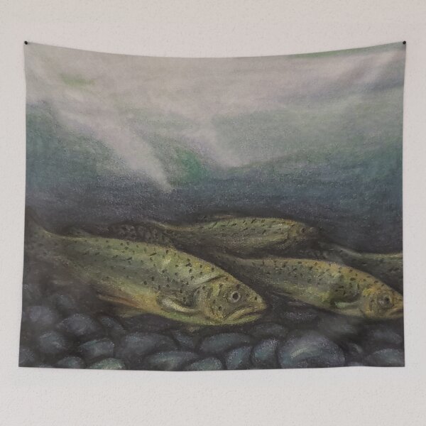 Item preview, Salmon up Stream designed and sold by alsbydesign.