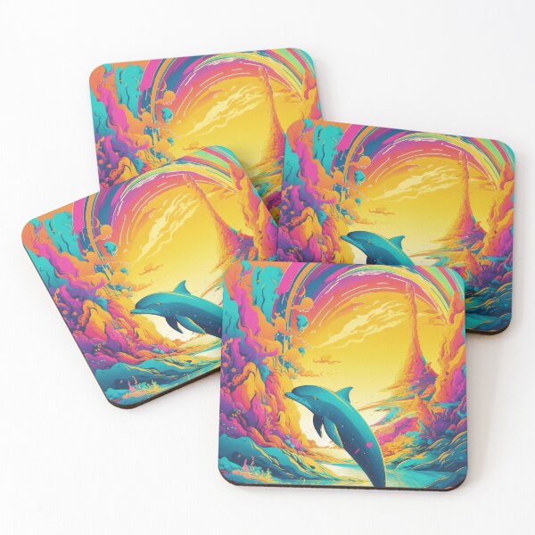 Item preview, Dolphin animal psychedelic vibrant artwork, animal wall art, photo print, art print, lush poster designed and sold by VilescytheArt.