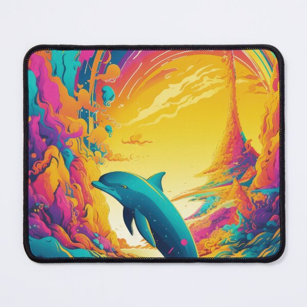 Item preview, Dolphin animal psychedelic vibrant artwork, animal wall art, photo print, art print, lush poster designed and sold by VilescytheArt.