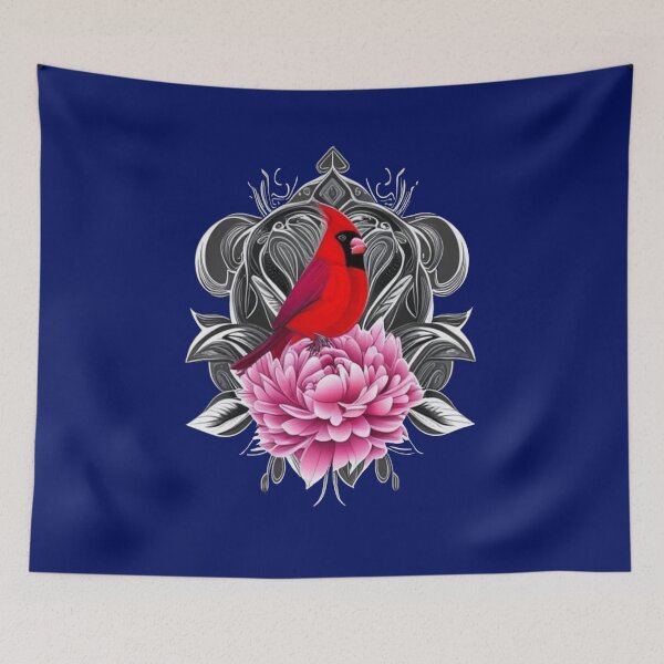 Item preview, Cardinal Bird With Peony Color Indiana State Tattoo Art designed and sold by taiche.