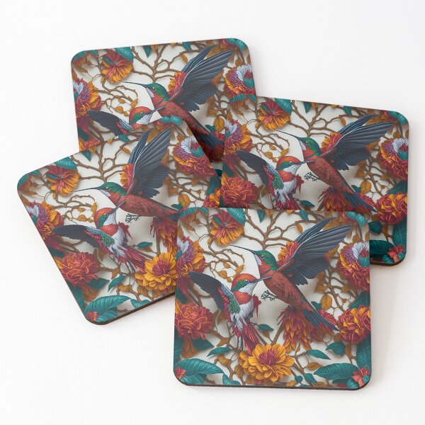 Item preview, Illusory Blooms: Captivating Patterns of Flowers and Hummingbirds designed and sold by AmazingLab.