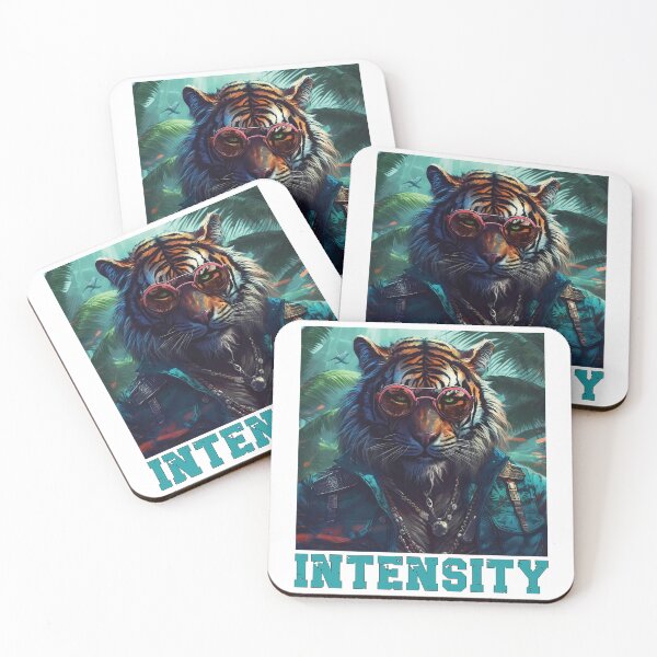 Artikelvorschau, Intense Jungle Roar | Fierce Tiger with Blue Tactical Vest and Rose Sunglasses entworfen und verkauft von PopPopGfx.