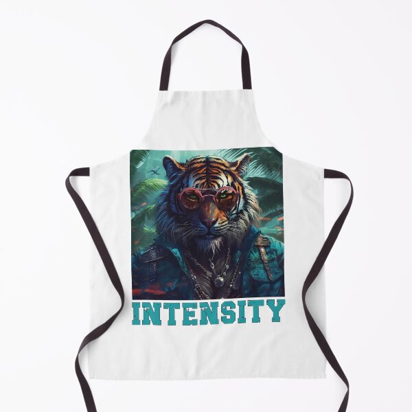 Aperçu de l'œuvre Intense Jungle Roar | Fierce Tiger with Blue Tactical Vest and Rose Sunglasses créée et vendue par PopPopGfx.